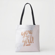 canvas tas citaat Je gaat naar Girl Marble Copper