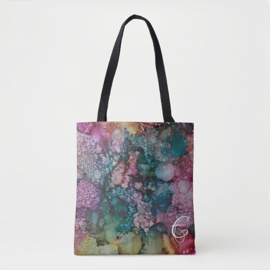 Canvas tas, "Colorburst Inkblots/Pinks Blues Golds Tote Bag (Voorkant)