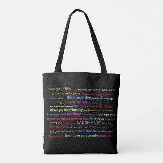 Canvas tas Colorful Resoluties Citaten Gift Bag (Achterkant)
