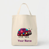 Canvas tas, Cute Ladybug Cartoon, de Jouw naam van Tote Bag (Voorkant)
