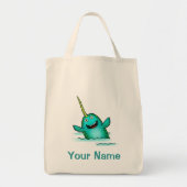 canvas tas, Cute Narwhal Cartoon, gebruik Jouw naa Tote Bag (Voorkant)