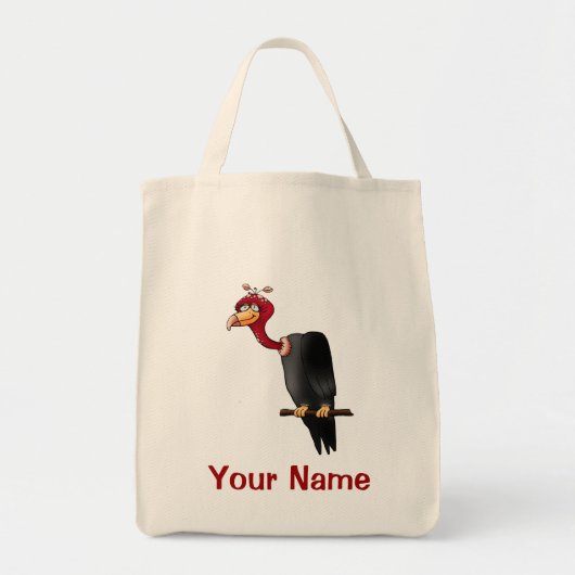 canvas tas, Cute Vulture Cartoon, Jouw naam! Tote Bag (Voorkant)
