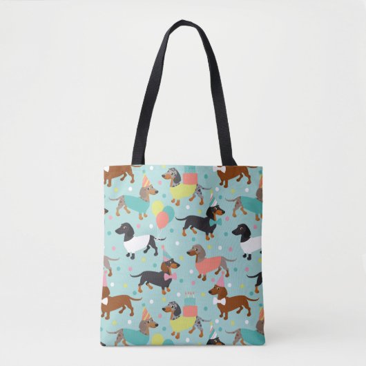 Canvas tas Dachshund Party (Voorkant)