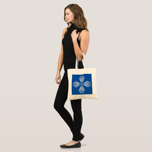 Canvas tas - Diamantbloemblaadjes op blauw (Voorkant (model))