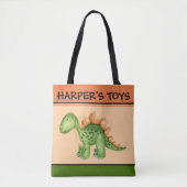 CANVAS TAS DINOSAUR PERSONALISEERDE NAAM 2 (Voorkant)