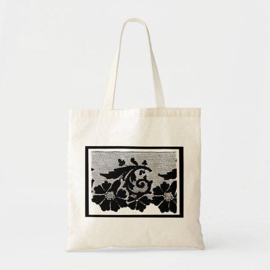 CANVAS TAS DOUANNAAM ANTIEK LACE PATROON (Voorkant)