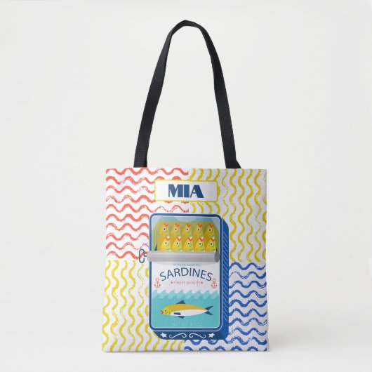 Canvas tas Eclectic Sardines Design |  (Voorkant)