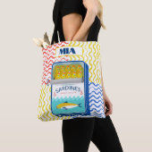 Canvas tas Eclectic Sardines Design |  (Dichtbij)