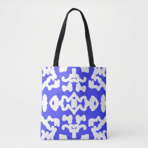Canvas tas, een naadloos elegant wit & blauw ontwe tote bag