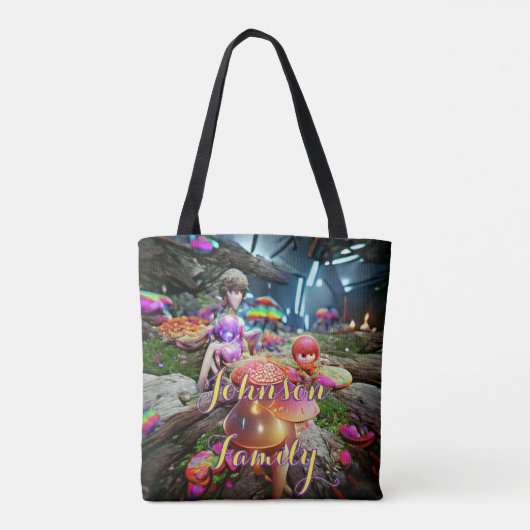 Canvas tas- en champignons tote bag (Achterkant)