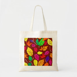 Canvas Tas Fall Leaves op een Maroon achtergrond