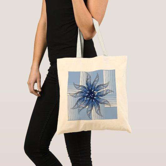 Canvas tas - Feather Pinwheel in blauw (Voorkant (product))