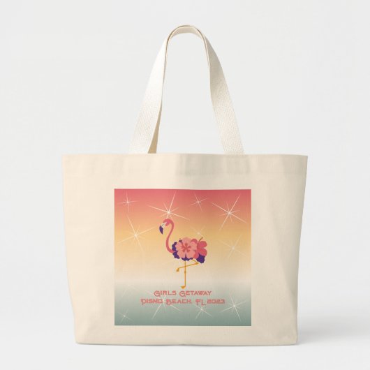 Canvas tas Flamingo Sunset Persoonlijke tekst (Voorkant)