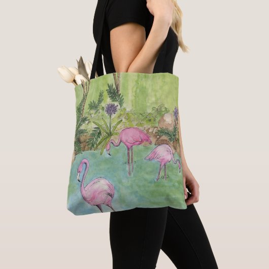 Canvas tas Flamingos (Dichtbij)
