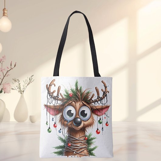 Canvas tas gekke rendierenkrans