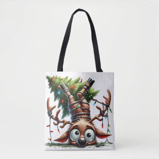 Canvas tas gekke rendierenkrans (Voorkant)