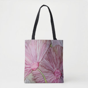 Canvas tas, gemiddelde roze bloemen tote bag
