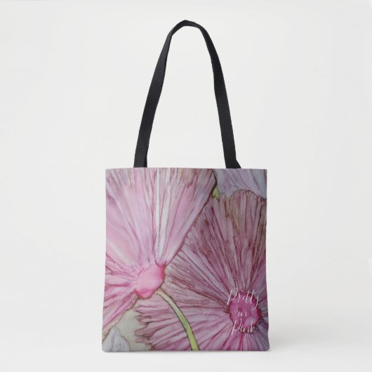 Canvas tas, gemiddelde roze bloemen tote bag (Voorkant)