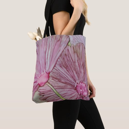Canvas tas, gemiddelde  roze bloemen tote bag (Dichtbij)