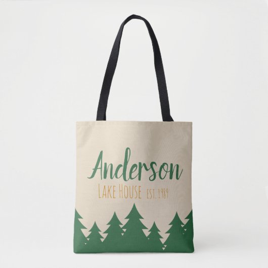 Canvas tas gepersonaliseerde Lake House & Pine Tre (Voorkant)