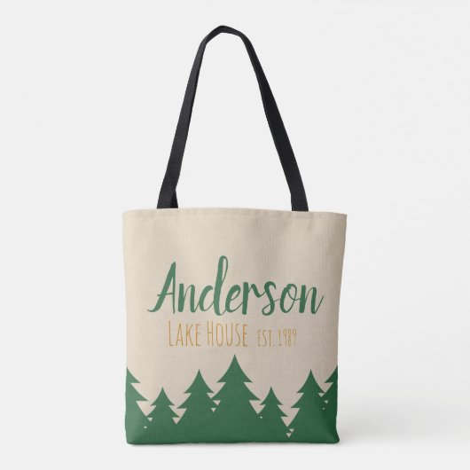Canvas tas gepersonaliseerde Lake House & Pine Tre (Achterkant)