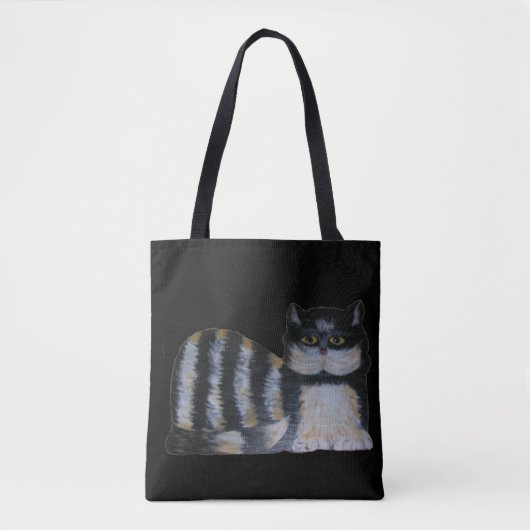 Canvas tas - gestreept kat (Voorkant)