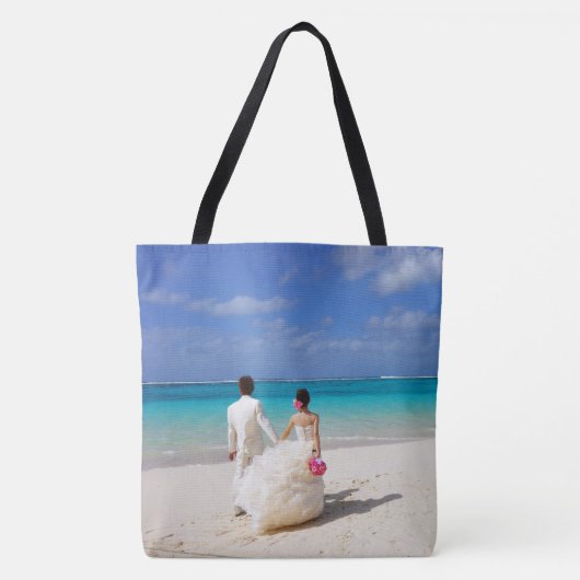 Canvas tas Gift Bag Bruid Groom Beach Wedding (Voorkant)