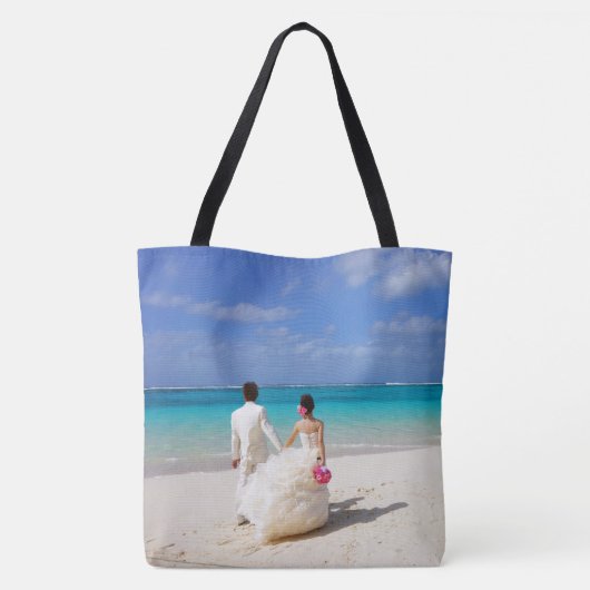 Canvas tas Gift Bag Bruid Groom Beach Wedding (Achterkant)
