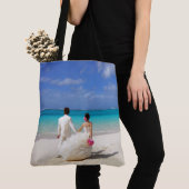 Canvas tas Gift Bag Bruid Groom Beach Wedding (Dichtbij)