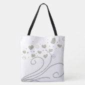 Canvas tas Gold en Silver Hearts (Achterkant)