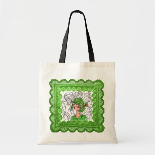 Canvas tas Green Flapper Girl (Voorkant)