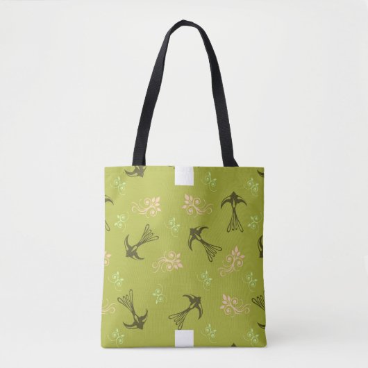 Canvas tas Groen slib bloemen (Voorkant)