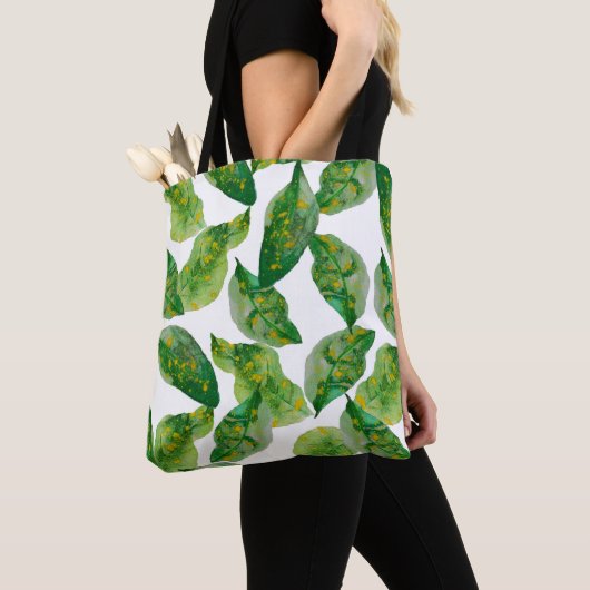 Canvas tas groene bladeren (Dichtbij)