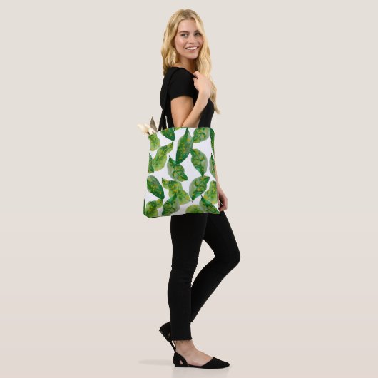 Canvas tas groene bladeren (Op model)