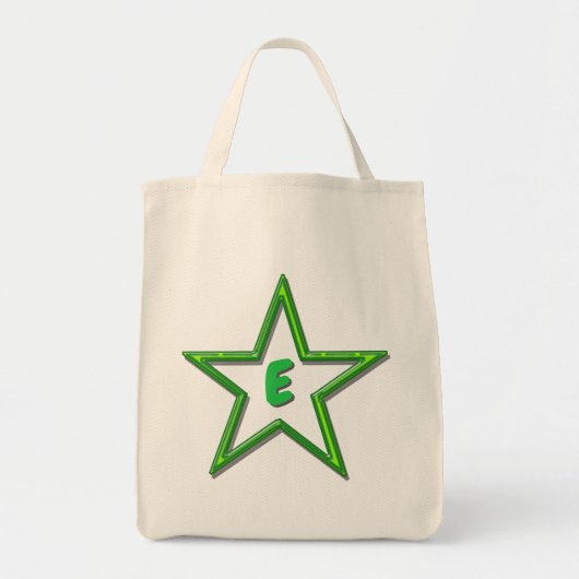 Canvas tas - Groene Ster met Initiaal (Voorkant)