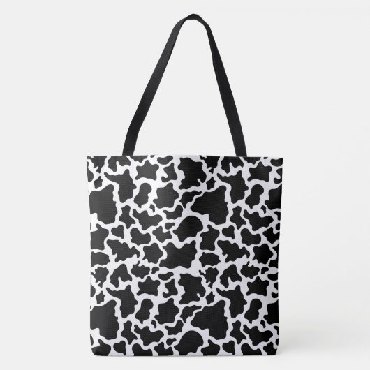 Canvas tas-Grote zwarte & witte Koe — Spoted Print Tote Bag (Voorkant)