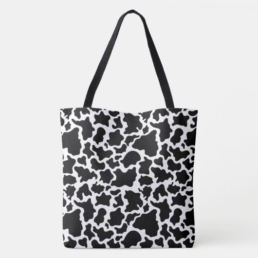 Canvas tas-Grote zwarte & witte Koe — Spoted Print Tote Bag (Achterkant)
