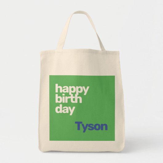 Canvas tas Happy Birthday Custom Green Herbruikbaa (Voorkant)