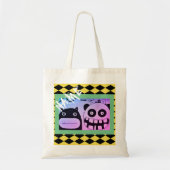 Canvas tas: HAPPY MONSTER VOGUE MET NAAM Tote Bag (Voorkant)