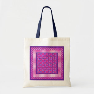 Canvas tas, hart en bloemen, cheques en pooldot tote bag