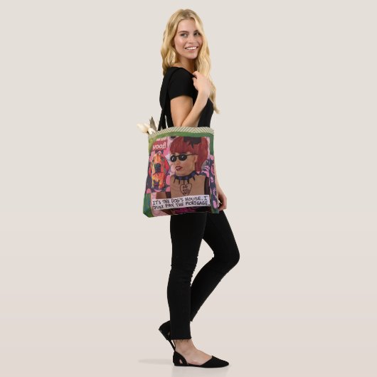 CANVAS TAS=HET IS HET HUIS VAN MIJN DOG. TOTE BAG (Op model)