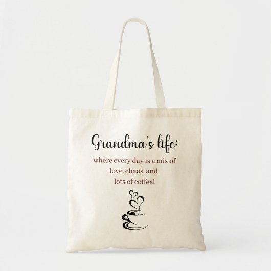 Canvas tas - Het leven van oma: waar elke dag (Voorkant)