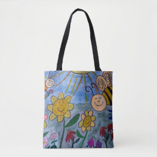 Canvas tas honingbijen en bloemen