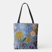 Canvas tas honingbijen en bloemen (Achterkant)