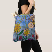 Canvas tas honingbijen en bloemen (Dichtbij)
