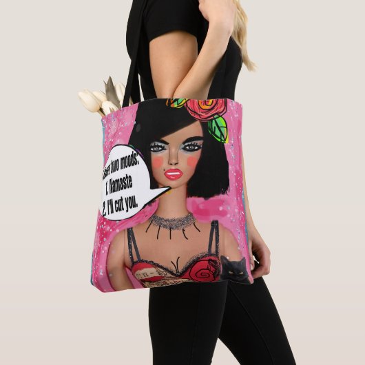 Canvas tas - Ik heb 2 maten:namaste of ik snijd je (Dichtbij)