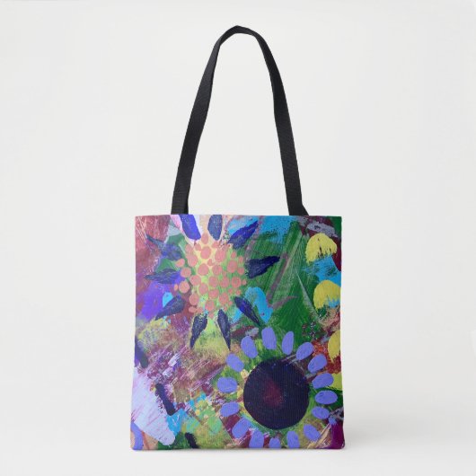 Canvas tas in Abstract Flowers Design (Voorkant)