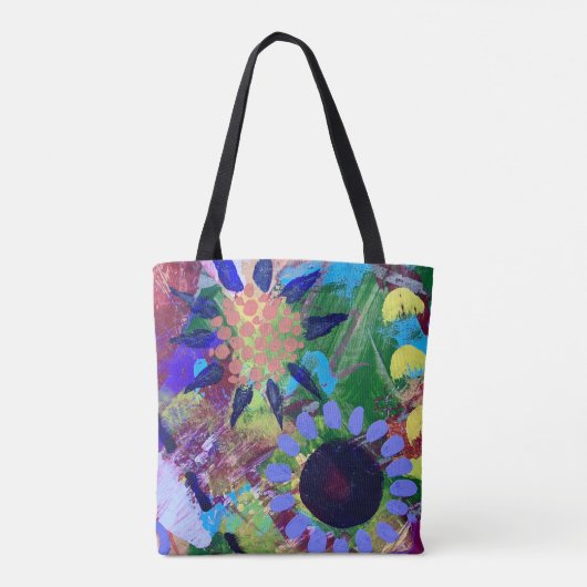 Canvas tas in Abstract Flowers Design (Achterkant)