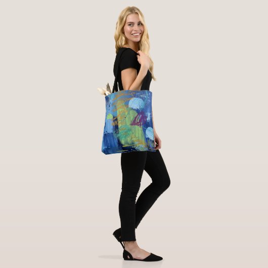 Canvas tas in de blauwe onderwatergrot Ontwerp (Op model)