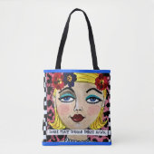 Canvas tas - innerlijke vrede door impulsaankopen. (Voorkant)